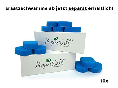 HERZENSWAHL® Aplicador crema espalda - Aplicador de loción - Auxiliar para aplicar crema - con 3x esponjas intercambiables - ideal para vacaciones y excursiones