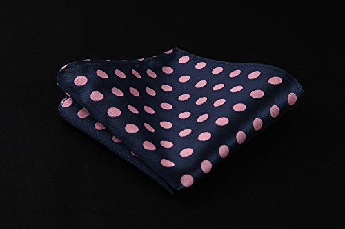 HISDERN Dot Floral Wedding Tie Panuelo para hombres Corbata y bolsillo cuadrado Rosa/azul marino