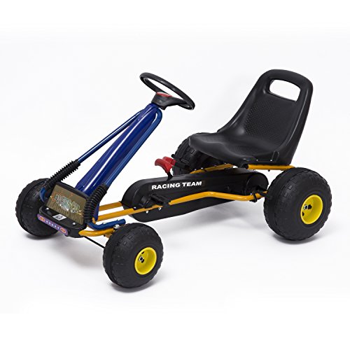 HOMCOM Go-Kart con Pedales y Ruedas Coches Niños a Pedales Aprovado por Norma EN 71 Asiento Ajustable y Freno de Mano