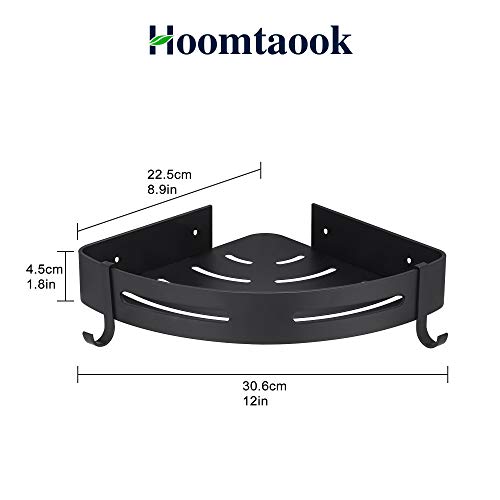 Hoomtaook Estanteria Ducha Estantería de Baño Estantería de Esquina para Baño Ducha, Autoadhesivo, Aluminio, Acabado Mate, Estantes, 2 piezas Negro