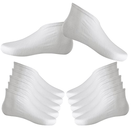 Hotop 6 Pares Calcetines Hidratantes de Algodón Calctines de Spa de Pies para Piel Seca Dura Agrietada, Blanco