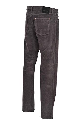 HS - Tom Ford Pantalón Hombre 32 Gris Oscuro algodón Ancho Corte Recto