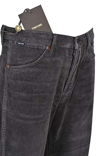 HS - Tom Ford Pantalón Hombre 32 Gris Oscuro algodón Ancho Corte Recto