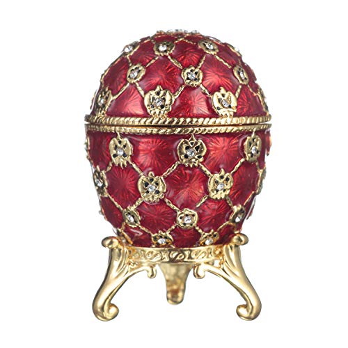 huevo de coronación ruso de Estilo Faberge / caja de joya con carruaje y el Águila imperial 6,5 cm rojo