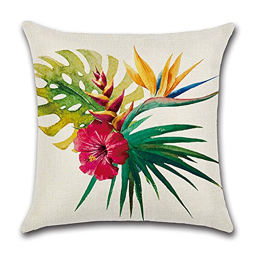 HuifengS Fundas de cojín de Lino, cuadradas, Funda de Almohada Tropical, Lluvia, Bosque, Planta, Botella Decorativa para sofás, Camas, sillas, Set de 4 Piezas, 45 x 45 cm