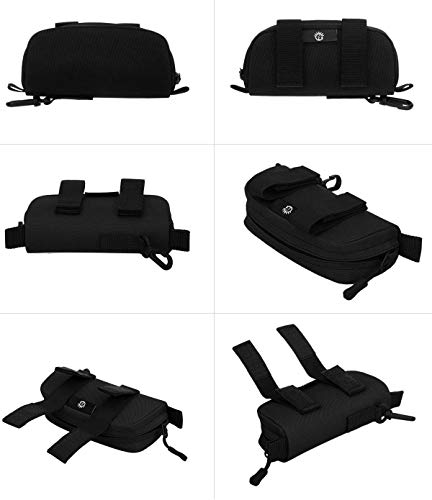 Huntvp táctico Estuche de Gafas Molle Funda Gafa con Cremallera Impermeable Ligero para Gafas de Ciclismo Gafas de Lectura Gafas Deportivas Gafas de Sol - Negro