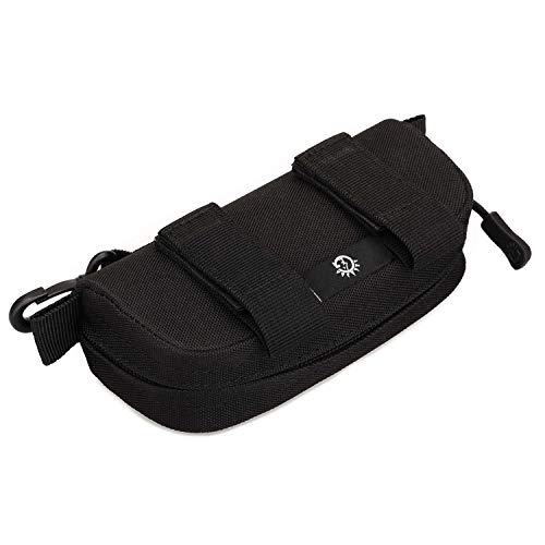 Huntvp táctico Estuche de Gafas Molle Funda Gafa con Cremallera Impermeable Ligero para Gafas de Ciclismo Gafas de Lectura Gafas Deportivas Gafas de Sol - Negro