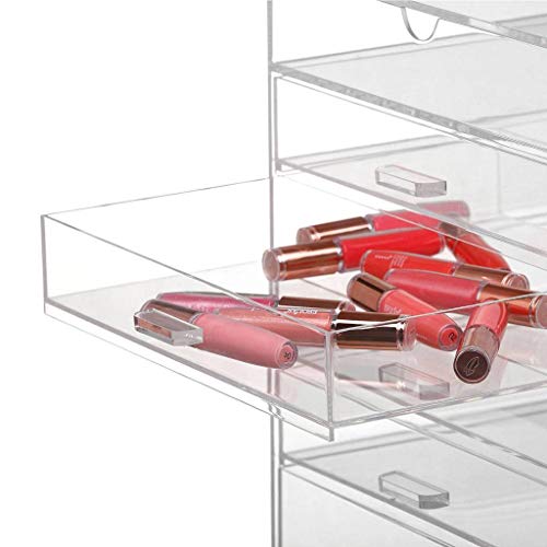 HUOLEO Acrílico Organizador De Maquillaje, Transparente Seis-Historia Cajones Cosméticos Caja De Almacenamiento Sub-Red Soporte De Exhibición para Tocador-24X24X30CM