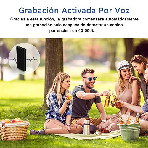 H+Y Mini Espía Grabadora de Voz, 8 GB Portatil Grabadora con Activación por Voz, Recargable por USB y Funciones MP3, Ideal para Clases, Reuniones, Entrevistas, Hasta 96 Horas