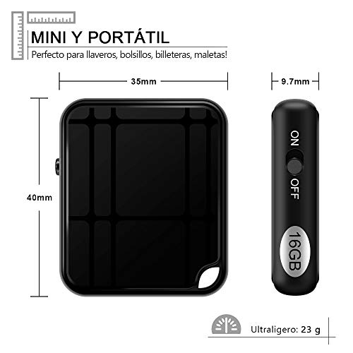 H+Y Mini Grabadora de Voz, Grabadora Espia Portátil de 16 GB, Recargable MP3 por USB, HD Grabadora de Audio con Activación por Voz, Ideal para Clases, Reuniones, Entrevistas, Hasta 284 Horas