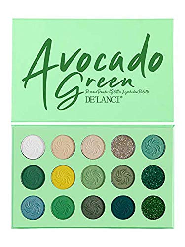 iBàste - Paleta de sombras de ojos, 15 colores, color verde aguacate, mate, brillo brillante, maquillaje cosmético, sombra de ojos de larga duración