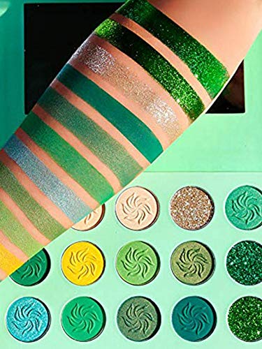 iBàste - Paleta de sombras de ojos, 15 colores, color verde aguacate, mate, brillo brillante, maquillaje cosmético, sombra de ojos de larga duración