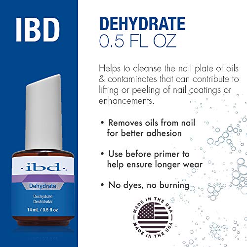 IBD Just Gel Dehydrate - Deshidratador de uñas y agente equilibrador de pH de uñas, 14 ml