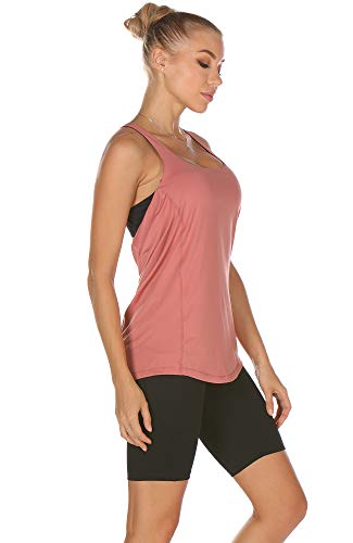 icyzone Camiseta de Fitness Deportiva de Tirantes para Mujer Cruzado-Cruzado 2 en 1 Chaleco Deportivo (XL, Peony)