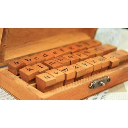 IIOOII 70pcs Rubber Stamps Vintage Wooden Box Case Alphabet Letters Number Craft