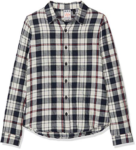 IKKS Chemise À Way Camisa, Azul (Navy Carreaux 48), S para Niños