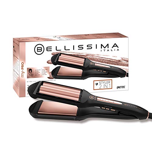 Imetec Bellissima My Pro 2 en 1 Straight&Waves B29 100 - Plancha de pelo Formato XL, liso y ondulado Beach Waves, revestimiento en cerámica, 4 niveles de temperatura de 150°C hasta 210°C