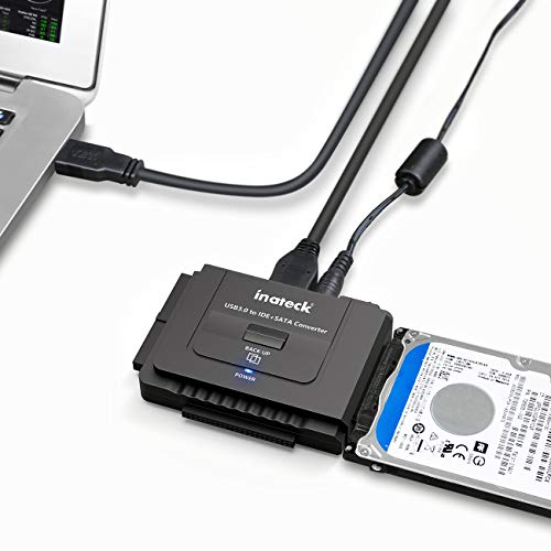 Inateck IDE/SATA a USB 3.0 Adaptador Docking Station Convertidor Para 2.5" y 3.5" Disco Duro con 12V 2A Adaptador de Corriente, Compatible con CD/DVD