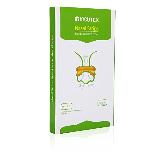 Incutex 50x tiras nasales contra los ronquidos tiritas nasales antirronquidos para respirar mejor, talla M