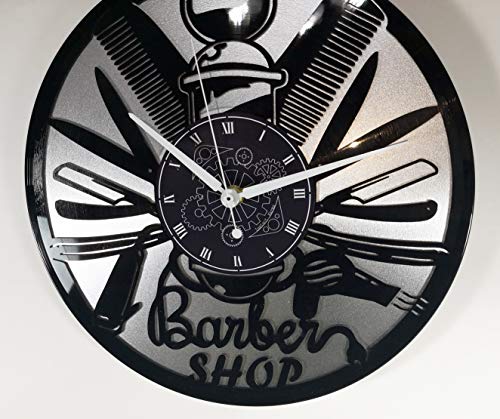 Instant Karma Clocks Reloj de Vinilo Doble de Pared instantáneo Karma Idea Regalo Vintage Barba peluquería salón Belleza barbería Shop (Plata), silencioso