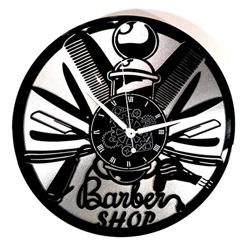 Instant Karma Clocks Reloj de Vinilo Doble de Pared instantáneo Karma Idea Regalo Vintage Barba peluquería salón Belleza barbería Shop (Plata), silencioso
