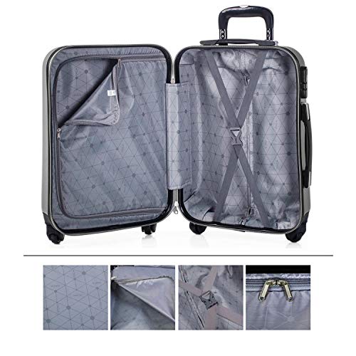 ITACA - Maleta Cabina de Viaje Rígida 4 Ruedas Trolley 55 cm ABS. Equipaje de Mano. Pequeña Práctica Cómoda y Ligera Low Cost Ryanair, Estudiante. 71150, Color Plata