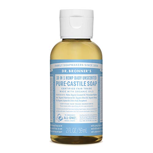 Jabón líquido puro de castilla sin perfume Dr. Bronner's, 59 ml