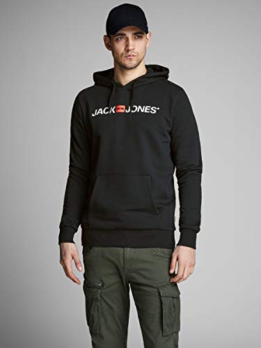 Jack & Jones Jjecorp Logo Sweat Hood Noos Capucha, Negro (Black Detail:Reg Fit), X-Large para Hombre