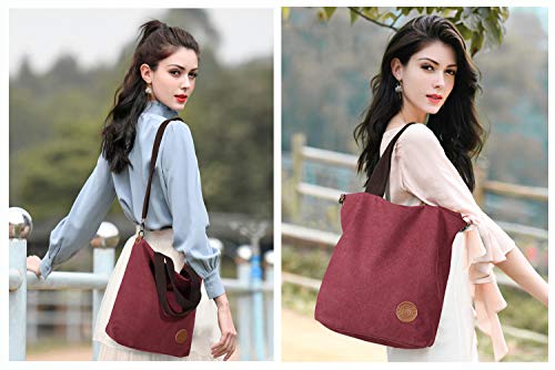 JANSBEN Bolsos Mujer,Bolsos Bandolera de Lona Casual Bolso de Hombro Grandes Mensajero Bolsa Shopper Tote Escuela