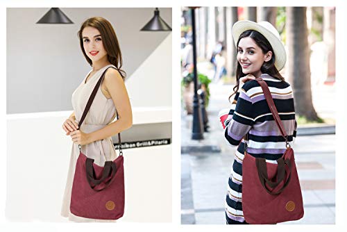 JANSBEN Bolsos Mujer,Bolsos Bandolera de Lona Casual Bolso de Hombro Grandes Mensajero Bolsa Shopper Tote Escuela