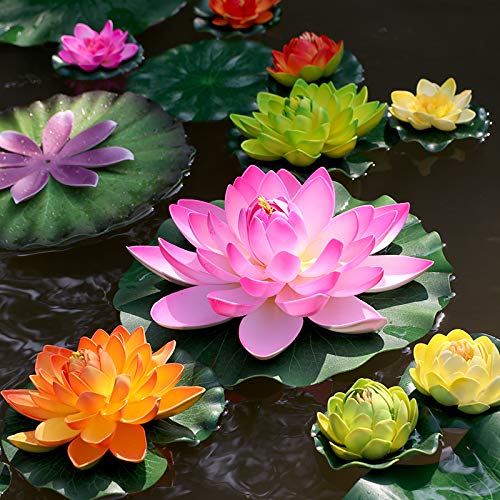 Jardín Botánico De Flor De Loto Flotante Artificial Falso, Lirio De Agua Realista, Bola De Planta Artificial Azul De 15 Cm, Utilizada Para La Decoración De La Piscina De La Terraza Decoración Del