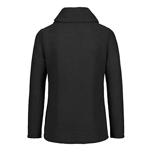 Jerseys De Punto para Mujer Cuello de Tortuga Manga Larga Suelto Prendas de Punto Suéter Irregular Jerséis Collar de la Pila Tops Cálido Otoño Invierno riou (z-Black, L)