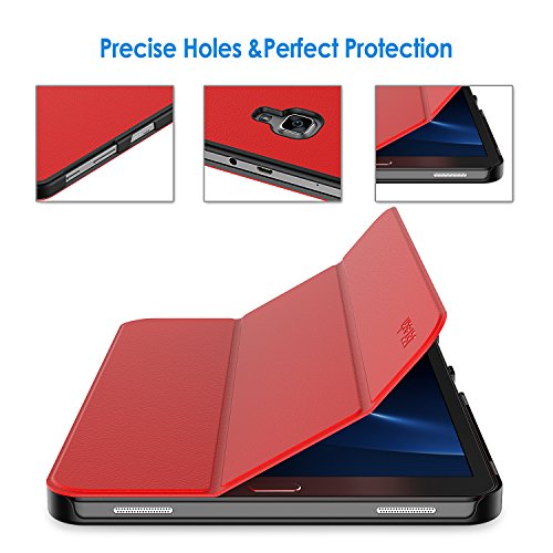 JETech Funda para Samsung Galaxy Tab A 10,1 2016 (SM-T580 / T585, No para el Modelo 2019) Carcasa con Soporte Función, Auto-Sueño/Estela, Rojo