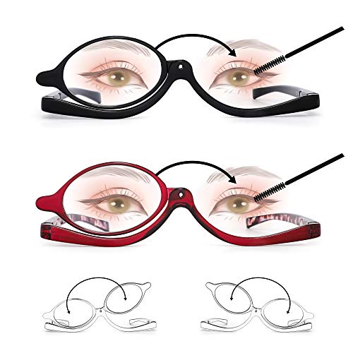JM 2 Pares Maquillaje Gafas de Lectura Aumento Voltear Cosmético Lecotres Para Mujer +3.5