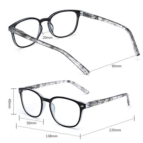 JM Gafas de Lectura Conjunto de 4 Calidad Bisagras de Resorte Hombre Mujer Anteojos Para Leer +2.0 Color Mixto