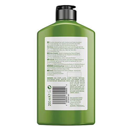 John Frieda Acondicionador Reparador Detox 250ml | Pelo Seco y Dañado | Hidratante | Solido | Nutritivo