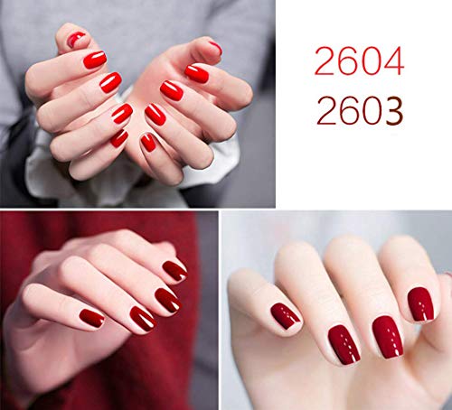 Juego de 5 esmaltes de uñas de gel de color rojo serie Soak Off, barniz de manicura y pedicura de salón, con luz LED UV, 7 ml