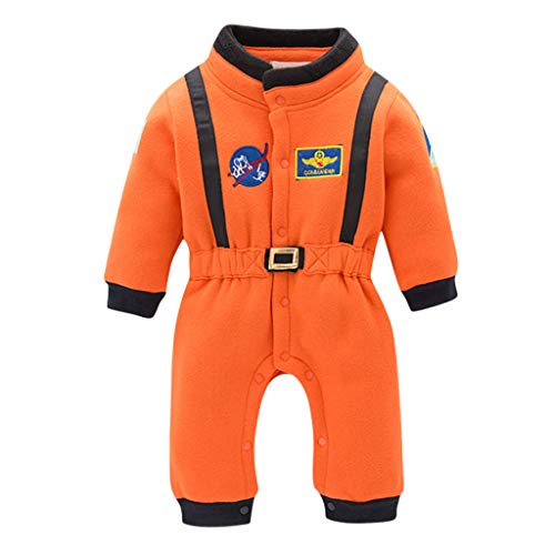 Juego De Roles Bebé NiñO NiñA Mono De Manga Larga Traje Espacial Astronauta Ropa Gruesa Y Abrigada Pijama CóModo Traje De Juego Traje De Rendimiento Nuevo Fiesta De Regalo(Naranja,12-18 meses/95)