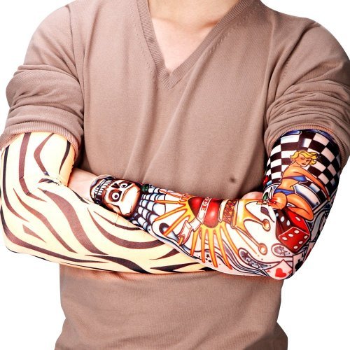 JUNGEN 6 Pcs Tatuaje Mangas Falsas Novedad Rock Temporal Tatuaje Brazo Medias Mangas 45 cm Disfraces de Disfraces