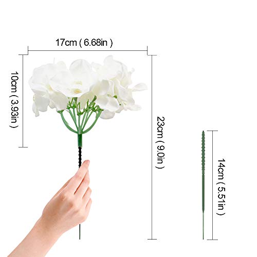 JUSTIDEA Flores Artificiales Hortensia Flor Falsa Ramo de Flores Blanco para Decoración de Boda Hogar (10 Piezas)