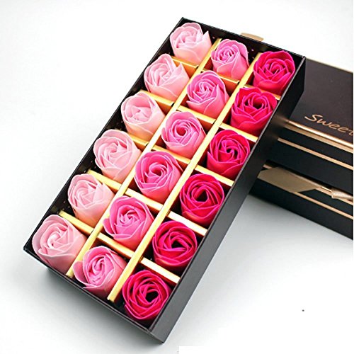Jzhen 18 Pcs Flor Rosas de Jabón Color del Gradiente en Caja de Regalo, Regalo para Cumpleaños Regalo, Día de San Valentín, Día de la Madre ect