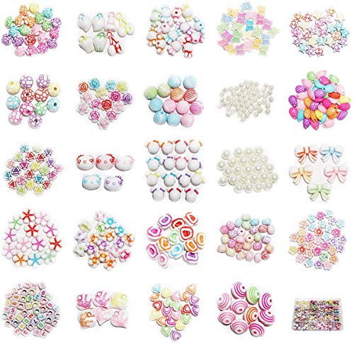 KAIMIRUI 1200pcs Cuentas para la Fabricación de Joyas para Niños Pulseras Collares de Joyas para Niñas Niños Bricolaje Conjunto de Cuentas (Pulsera)