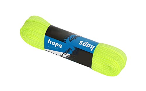 Kaps Cordones de Zapatillas de Deporte, cordones de calzado duraderos de calidad para calzado casual, fabricados en Europa, 1 par (140 cm - 55 inch - 8 a 10 pares de ojales/lemon fluorescent)