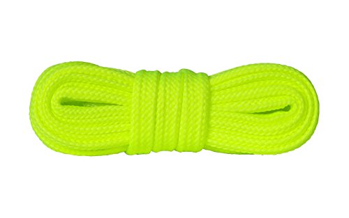 Kaps Cordones de Zapatillas de Deporte, cordones de calzado duraderos de calidad para calzado casual, fabricados en Europa, 1 par (140 cm - 55 inch - 8 a 10 pares de ojales/lemon fluorescent)