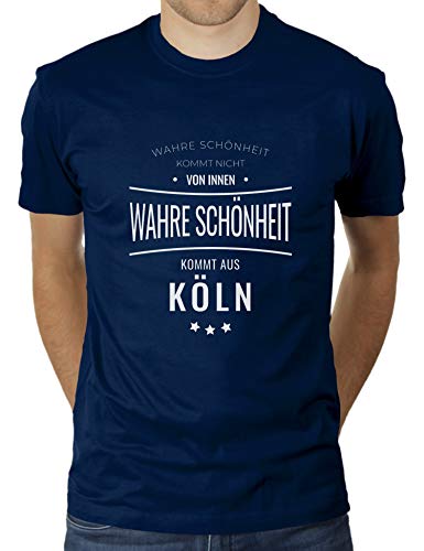 KaterLikoli - Camiseta para hombre con texto en alemán "Wahre Schönheit kommt aus Colonia - Nicht von innen - Colonia azul marino XXL