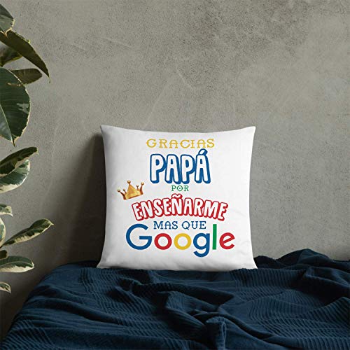 Kembilove Cojín para Padre – Cojines con Frases Graciosas para Padres Gracias Papá por enseñarme mas Que Google – Regalos Originales para el día del Padre – Cojines Suaves y Cómodos