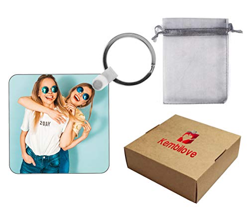 Kembilove Llavero Personalizado con Foto - Novio, Novia, Marido, Mujer, Personaliza el Llavero Cuadrado con tu Mejor Foto - Regalo para San Valentín, Aniversario, Navidad - Regalo Original