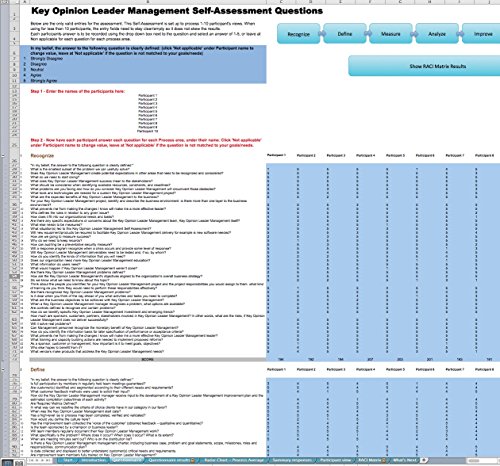 Key Opinion Leader Management All-Inclusive Self-Assessment - More than 640 Success Criteria, Instant Visual Insights, Comprehensive Spreadsheet Dashboard, Auto-Prioritized for Quick Results