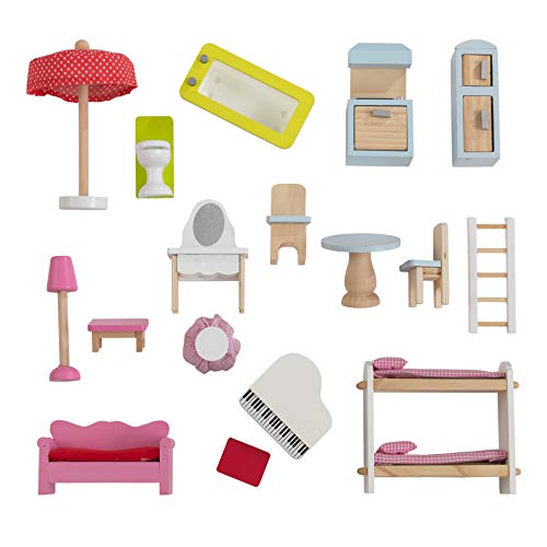 KidKraft-Chelsea Casa madera con muebles y accesorios incluidos, 3 pisos, para muñecas de 30 cm, multicolor, (65054)