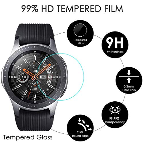KIMILAR Pantalla Compatible con Samsung Galaxy Watch 46mm / Gear S3 Protector Pantalla, Templado Vidrio Compatible con Galaxy Watch 46mm & Gear S3 Frontier/Classic - 9H Dureza Anti-rasguñe